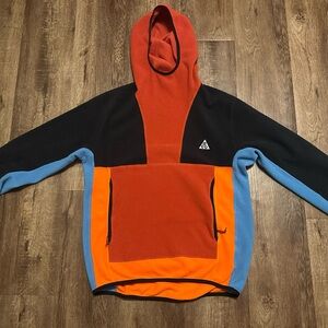 Nike ACG Men’s Turtleneck Fleece Hoodie - Orange/Red/Blue/Black